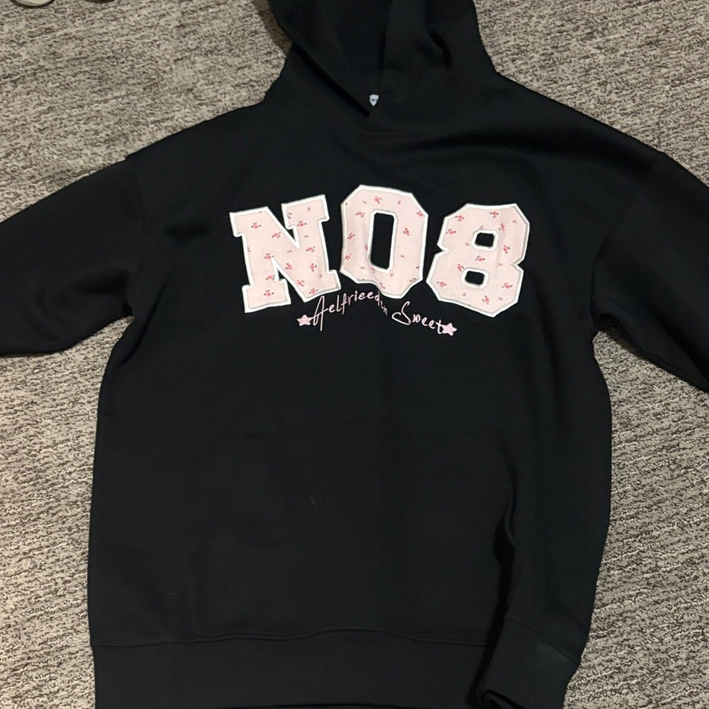 NWOT- Aelfric Eden Black & Pink Graphic Hoodie Size Large | Streetwear Y2K